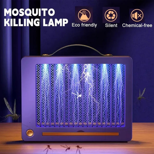 Lámpara Antimosquitos Eléctrica Recargable Blanca - Trampa Silenciosa con Luz UV, Interior y Exterior