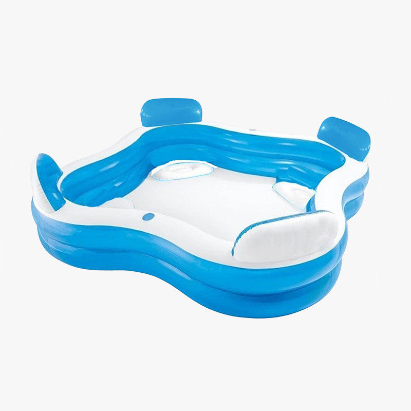 Piscina Familiar Inflable con Asientos y Posavasos – 183x183x51 cm, 390 L, Para 4 Personas